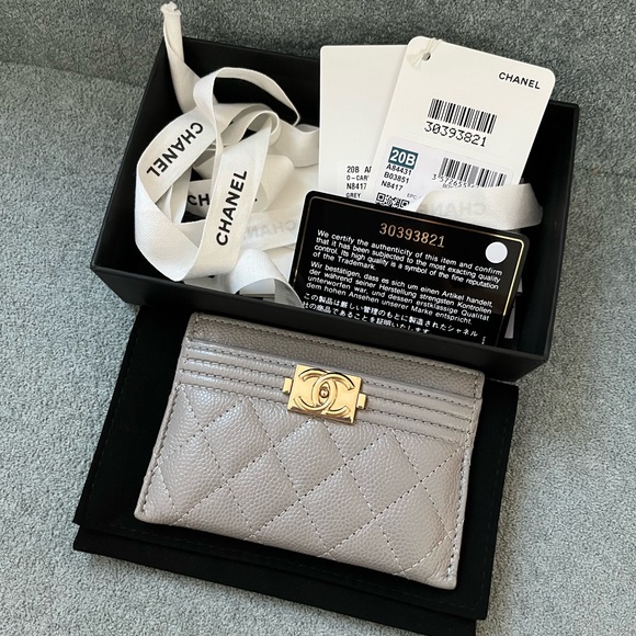 CHANEL Boy Card Case Wallet grey caviar leather - Picture 11 of 12